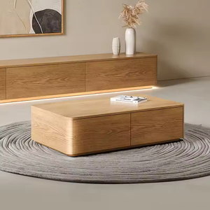 Modern Fraxinus Mandshurica <strong>TV</strong> Wall Unit and <strong>Stand</strong> with Coffee Table Design-Home Furniture with <strong>Adjustable</strong> Storage - Product Image 2