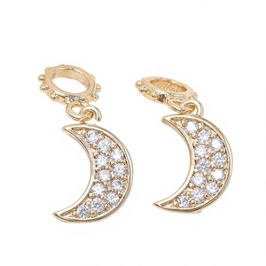 GOOD > Colgante de luna chapado en oro con circonita, accesorios de latón para la fabricación de joyas, para pulseras y collares de regalo - Product Image 2