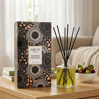 Diffuseur de parfum Aikun 100 ml en verre transparent gaufré, longue durée, avec bâtonnets noirs et boîte florale pour la décoration de chambre
