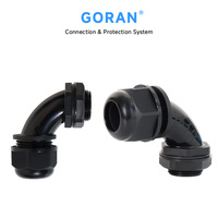 GORAN Connecteur coudé à angle droit pour conduit, en nylon, grand arc de 90 degrés, étanche IP68, filetage M20, pour câbles de 6-12 mm de diamètre