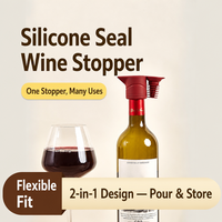 Bouchon verseur de bouteille de vin en silicone réutilisable 2-en-1, étanche, de qualité alimentaire, avec bec verseur pour bar et cuisine - Vente en gros