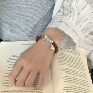 S925 Sterling <b>Silver</b> Fu Character Red Agate Lotus Seed Bracelet For Women Chinese Style <b>Charm</b> Jewelry Everyday Wear - Product Image 5