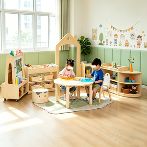 Ensemble de meubles d'angle en <span class=keywords><strong>bois</strong></span> pour la peinture artistique des enfants Chiquitos, armoire de rangement pour la peinture de la maternelle, établi d'artisanat <span class=keywords><strong>Montessori</strong></span> pour enfants - Product Image 6