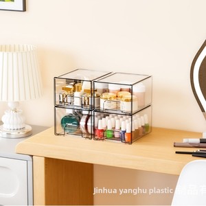Kotak Penyimpanan Tipe Laci Transparan, Dapat Ditumpuk, dan Dapat Disesuaikan untuk Alat Tulis, Kopi, Kosmetik, dan Perlengkapan Meja - Product Image 3