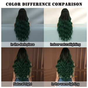 Parrucche sintetiche multicolori di colore lungo ricci e iridescenti per le donne festa quotidiana Cosplay <span class=keywords><strong>capelli</strong></span> resistenti al calore con frangia - Product Image 4
