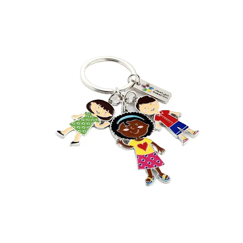 Цветной металлический брелок для ключей с несколькими куклами или животными для украшения ключей и школьной сумки