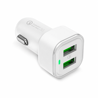 Chargeur de voiture double USB 36W QC3.0 + QC3.0 à charge rapide DC 12V-24V avec circuit intégré intelligent