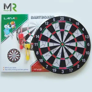 12/15/17Inch Black Double Sides Dart Board Set Paper Flocking Classic Dartboards With 6pcs Metal Darts For Indoor Party Game