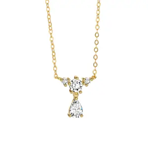 SANKYLIN Wholesale 925 pure diamond clavicle chain Cute Women Clear Cubic zirconia paved Initial