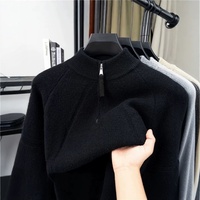 Pull en maille pour homme à col semi-zippé et col semi-montant, couleur unie, collection Automne/Hiver 2026, best-seller transfrontalier en direct