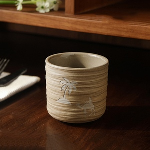 Creative Camel and Coconut Palm Tree Ceramic Espresso Cup Porcelain Tea Cup Arabic Latte Coffee Mug Without Handle - Product Image 1