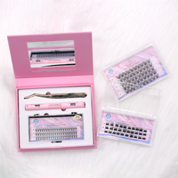 Kit d'extension de cils DIY - Clusters de cils en ruban, cils moelleux et vaporeux, extensions de cils DIY avec applicateur pour usage domestique