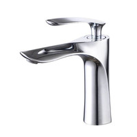 Robinet de lavabo à colonne à bec de canard à double poignée Water Knows Warmth avec placage, trou unique intégré pour les armoires de salle de bain scolaire