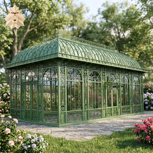 Serre de jardin extérieure sur mesure de grande taille, utilisation en jardin, serre antique, ornement de jardin, <span class=keywords><strong>fer</strong></span> <span class=keywords><strong>forgé</strong></span> vert, soudure en métal, gazebo en acier à <span class=keywords><strong>vendre</strong></span> - Product Image 2