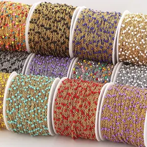 18k Gold Stainless Steel Enamel White/Red/Purple Link Cable Flat Chains DIY Necklace Bracelet Jewelry Making