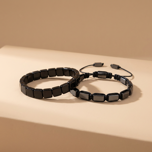 <span class=keywords><strong>Bracciale</strong></span> in ematite con perline quadrate di <span class=keywords><strong>ossidiana</strong></span> naturale, per alleviare lo stress, souvenir curativo, regalo festivo, adatto per uomini e donne - Product Image 2