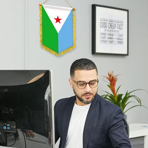 Djibouti флаг синий, белый, зеленый горизонтальный баннер, 20*30 см красный звездный узор с кисточками подходит для культурного обмена - Product Image 3
