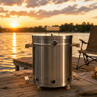 Barbecue vertical moderne d'extérieur en gros, fumoir en acier inoxydable 304, rôtissoire à gaz avec thermomètre, portable et étanche