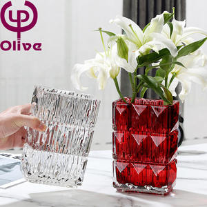 Jarrón de cristal de <span class=keywords><strong>Murano</strong></span> impreso en 3D, florero de agua transparente cuadrado grueso, Art Deco, cristal finamente grabado para mesa de boda - Product Image 3