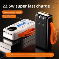 Banques d'alimentation de grande capacité, charge rapide 22,5 W, avec câbles intégrés, écran LED et lampe torche