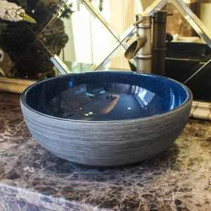 Bassin unique de style rétro européen Jingdezhen Home Art Comptoir rond en céramique artisanale Design moderne en pierre Lavabo - Product Image 1