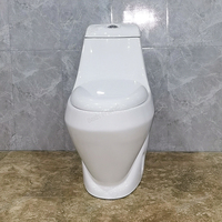 Inodoro de Lujo Moderno de Una Pieza con Doble Descarga y Lavabo con Pedestal, Drenaje S/P-Trap, Cerámica Blanca para Baño