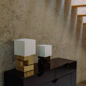 Lampe de table sculpturale moderne à LED, lumière E27, commande par interrupteur, 36V, base en métal, design cubique, pour la décoration du salon - Product Image 3