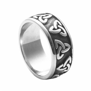 Men's Titanium Steel Viking <b>Ring</b> With Gold Accents Geometric Pattern Retro Style Fashion Jewelry Gift - Product Image 5