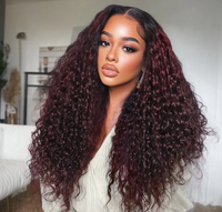 Großhandel Wasserwelle 13x4 Pre Everything Lace Frontal Perücke mit dunklen Wurzeln dunkles Pflaumen haar 7x5 Perücken Echthaar Lace Front