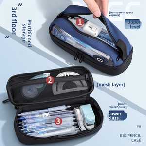 Sac à crayons transparent grande capacité multifonctionnel unisexe pour l'école primaire et le collège, rangement de fournitures scolaires - Product Image 3