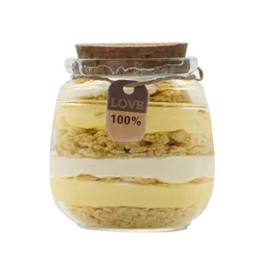 Stoples rasa kaca Yogurt Mini 100 ml dengan tutup gabus stoples puding kaca wadah kaca bening untuk permen Jam rempah-rempah madu