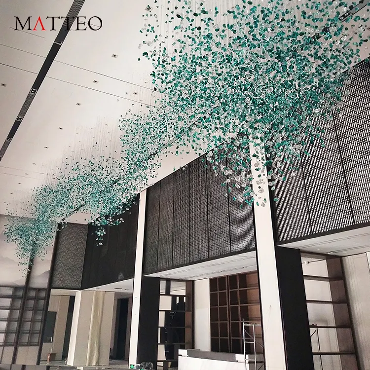 Modern Custom Decoration Ceiling Large Dining Room Luxury Hotel Project LED Glass Chandelier