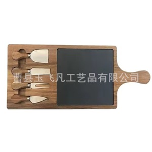 Ensemble de planches à fromage en bois d'acacia 55x35x2cm avec outils en acier inoxydable pour servir le fromage - Product Image 1