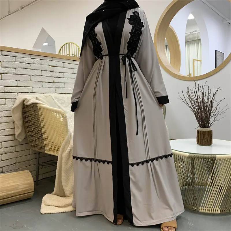 Yeni koleksiyon Modern geleneksel islam giyim Abaya en güzel moda nakış beyaz Kimono Abaya