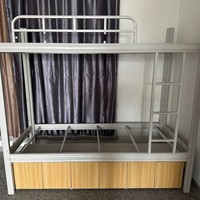 Lit superposé en fer à deux niveaux avec rangement, style moderne, pour dortoir étudiant, école, camp, appartement standard