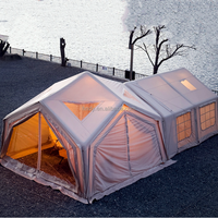Grande tente gonflable à double couche, imperméable, quatre saisons, avec trois chambres pour le camping familial en plein air