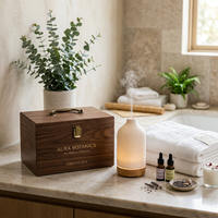 Boîte de rangement et d'aromathérapie en bois de pin naturel pour huiles essentielles |   Peut contenir 25 flacons (5ml-30ml) |   Grilles amovibles |   Étui de transport