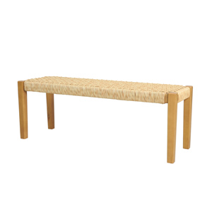 Hand-Crafted Acacia Wood Outdoor <strong>Bench</strong> - ANGIE <strong>Teak</strong> Patio Seating with Faux Rattan Seat - Product Image 5