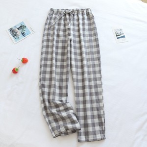<span class=keywords><strong>Pantalon</strong></span> de <span class=keywords><strong>pyjama</strong></span> décontracté en coton lavé tricoté pour <span class=keywords><strong>homme</strong></span>, fin, style japonais à carreaux, coupe ample, <span class=keywords><strong>grande</strong></span> <span class=keywords><strong>taille</strong></span>, pour la maison, printemps, automne, été - Product Image 6