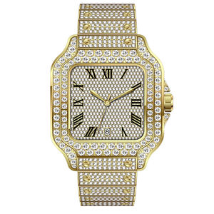 Custom pass <span class=keywords><strong>tester</strong></span> iced out diamante fornecedor quadrado prata rosa ouro aço inoxidável mecânica vvs moissanite relógio para homens - Product Image 2