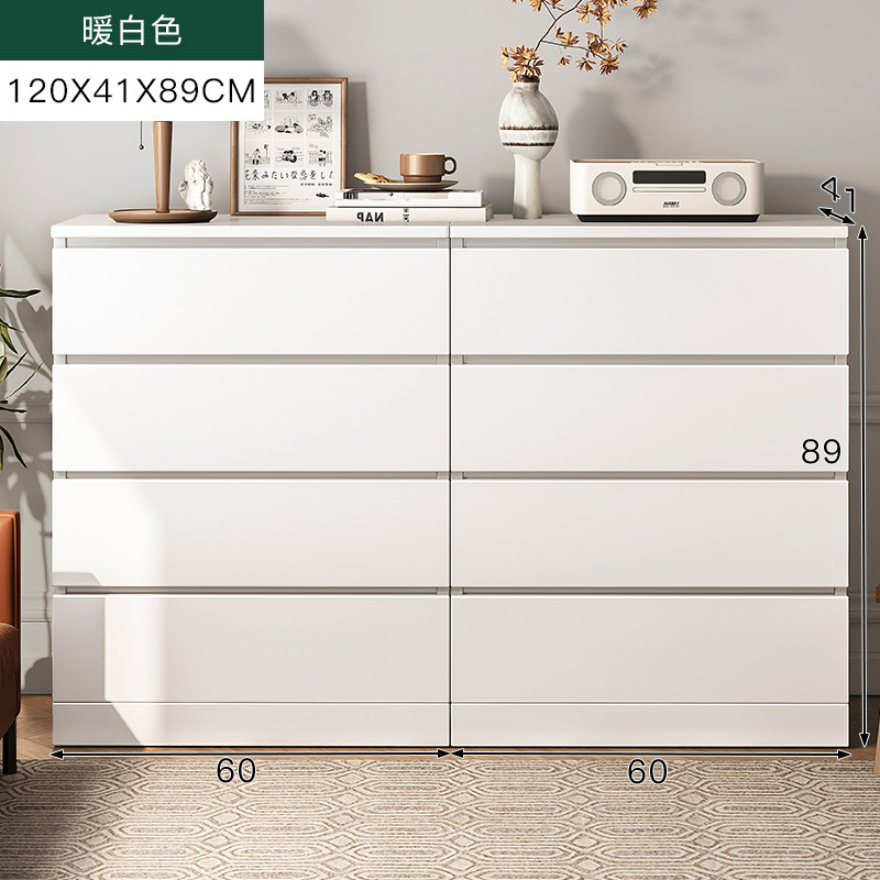 [Ensemble Combo] 120 cm Blanc Chaud - Huit Tiroirs