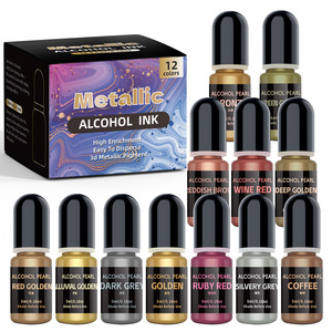 Encre alcoolisée métallique, pigment liquide chatoyant pour l'art en résine époxy, colorant haute concentration pour les loisirs créatifs, la peinture, l'art - Product Image 3