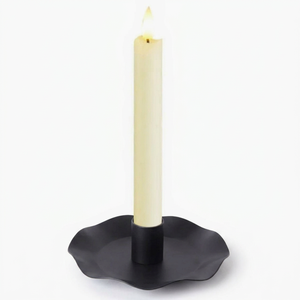 Support de bougie conique en métal festonné moderne OEM, finition noire artisanale, centre de table pour décoration de fêtes - Product Image 1