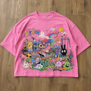 Camiseta TaiDe con Certificación GRS, 270GSM, Algodón, Talla Grande, Diseño Gráfico de Dibujos Animados, Etiqueta Personalizada, Hombros Caídos, Estilo Urbano para Hombre - Product Image 1