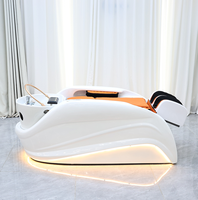 Lit de lavage de cheveux électrique pour salon de coiffure avec circulation d'eau, design moderne, bassin en céramique durable, grande taille, lit de massage pour le lavage des cheveux