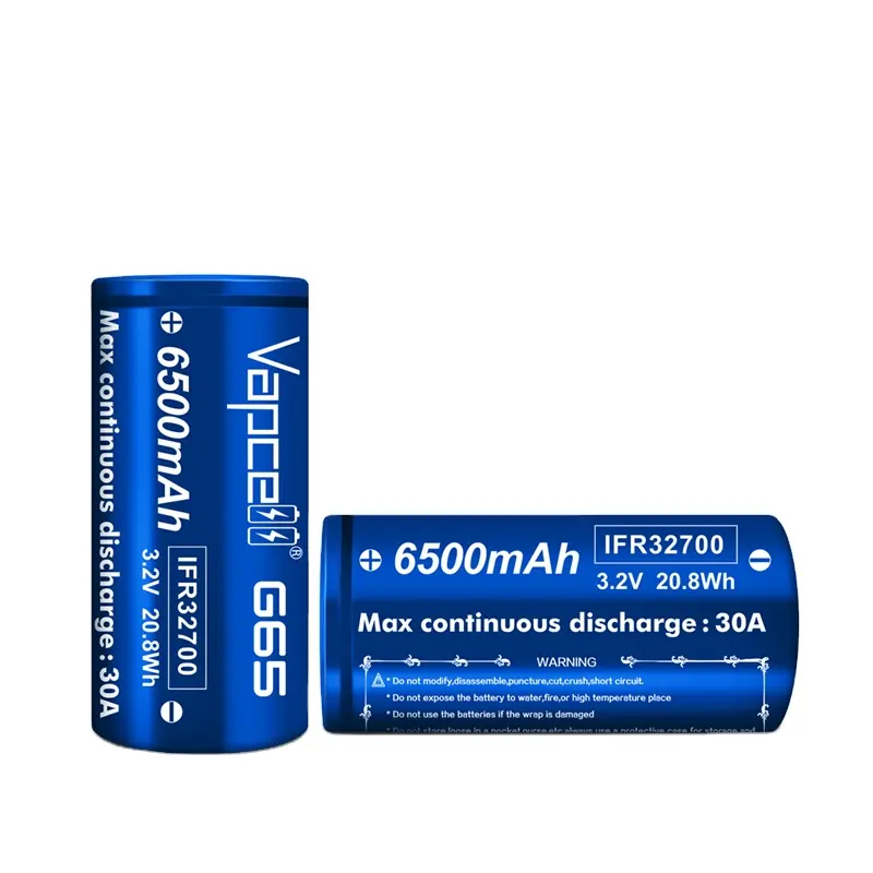 32700 3.2V 6500mAh vapcell G65 có thể sạc lại LiFePO4 pin di động cho e-bike Battery Pack 32700 3.2V 6500mAh