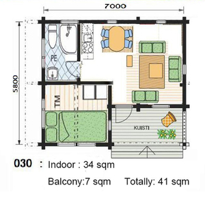 Cabane en bois durable à un étage, <span class=keywords><strong>maison</strong></span> de vacances préfabriquée avec grain de bois clair, <span class=keywords><strong>maison</strong></span> en bois rustique - Product Image 3