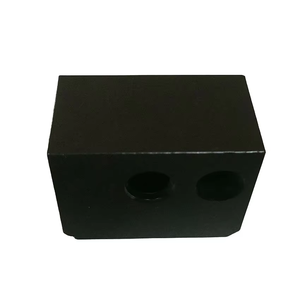 Custom CNC Machined Steel Alloy Block With Dual Circular Cutouts Precision Metal Component - Product Image 1