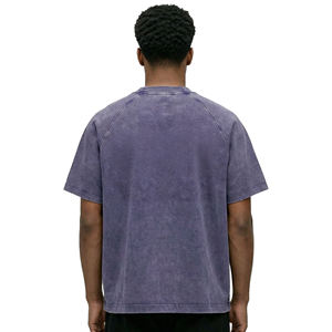 T-shirt unisexe col rond uni délavé vintage pré-lavé 250G – Vente en gros, faible MOQ, vêtements pour équipes sportives OEM - Product Image 1