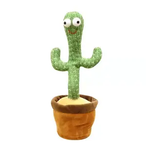 OEM children's cactus plush doll funny early education cute electronic swing dance toy
